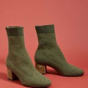 Anthropologie Metallic Sock Booties in Green by Fabio Rusconi - Size 7